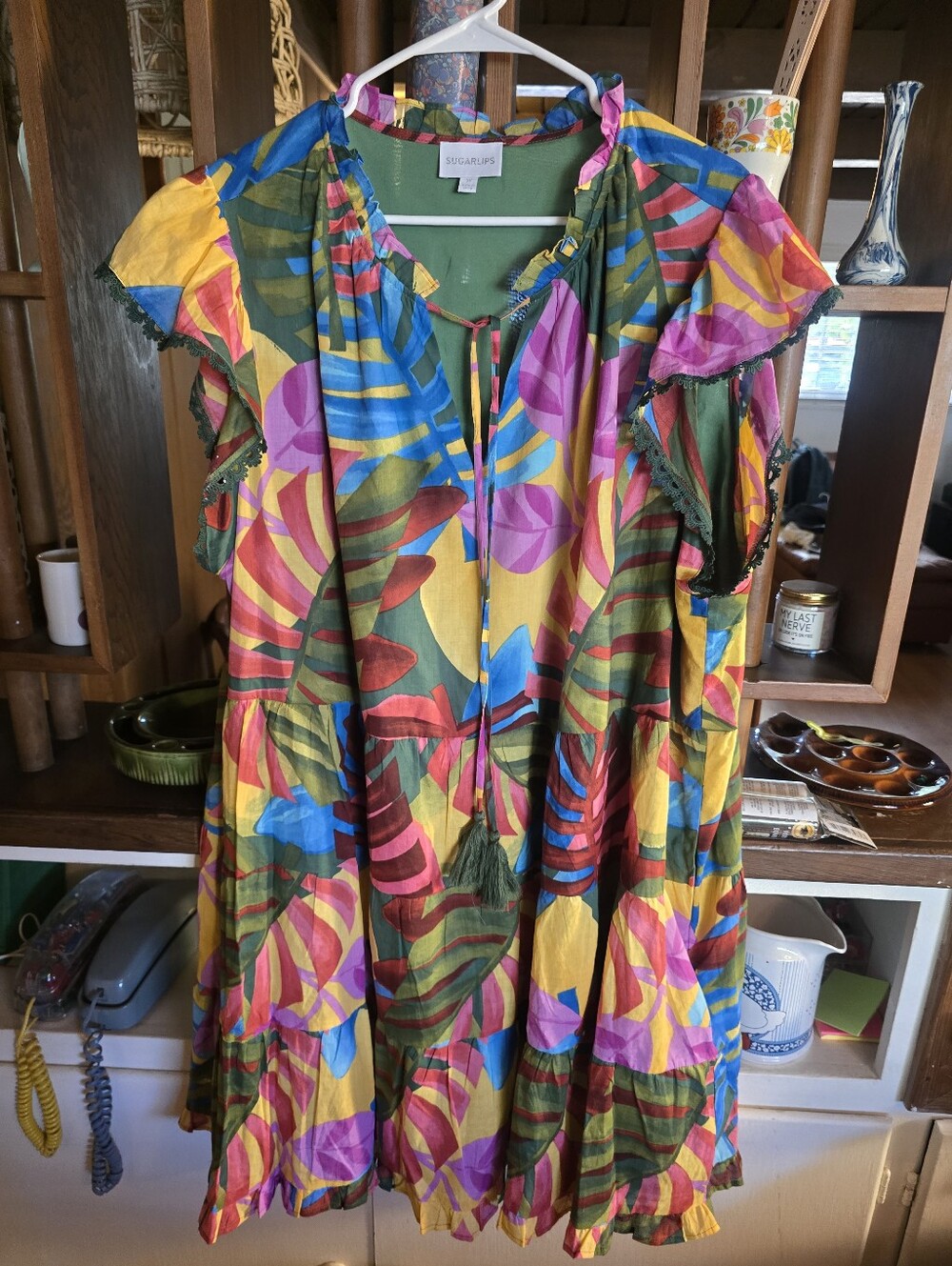 Sugarlips Multicolor Tropical Tiered Mini Dress - Green/Yellow/Pink/Blue 3x